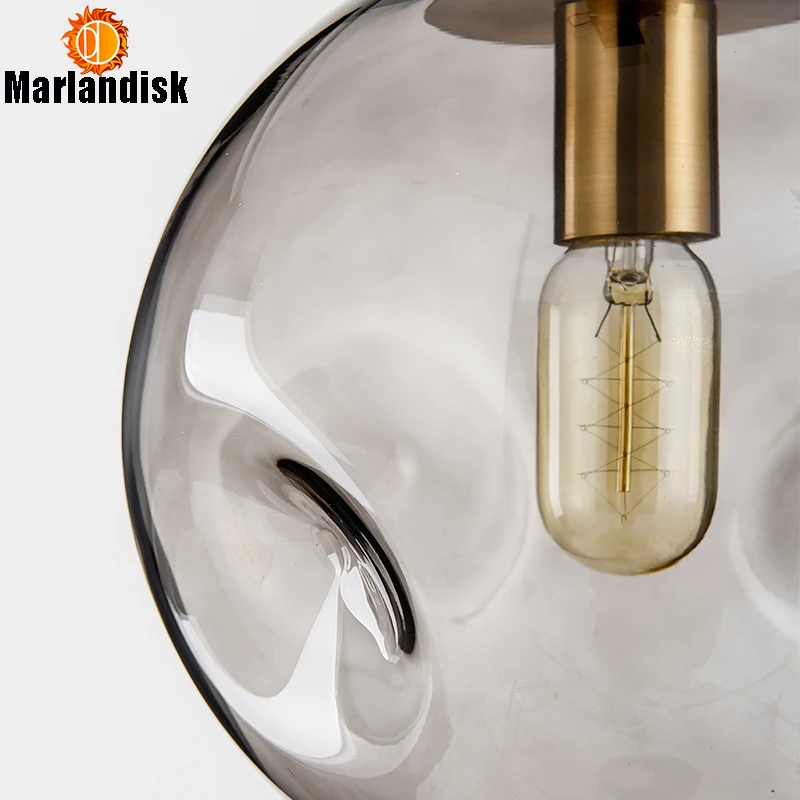 Современный стиль неровный стеклянный шар Янтарный/серый изящная Подвеска светильник E27 светильник ing для столовой гостиной выставочного зала гостиной