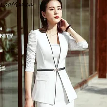 Женские юбочные костюмы новые летние элегантные деловые весеннее платье, рукава до локтя пиджак и юбка офисные женские большие размеры Рабочая одежда