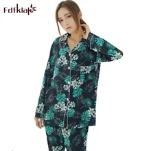 Fdfklak, модные пижамные комплекты с длинными рукавами для отдыха, женские пижамы, хлопковый пижамный комплект с длинными рукавами, осенне-зимние пижамы для женщин