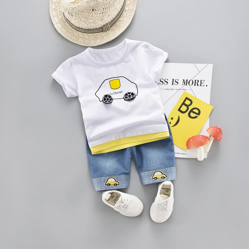 

Summer Toddler Baby Boy Cotton Clothing Set Cute Cartoon Car Children Boys Clothing T-Shirt+Shorts Suit For Kids Outfit