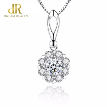 

DR Charm Shinning Petal Cubic Zirconia Classic 925 Sterling Silver Pendant Necklace for Women Chain Necklace Wedding Jewelry