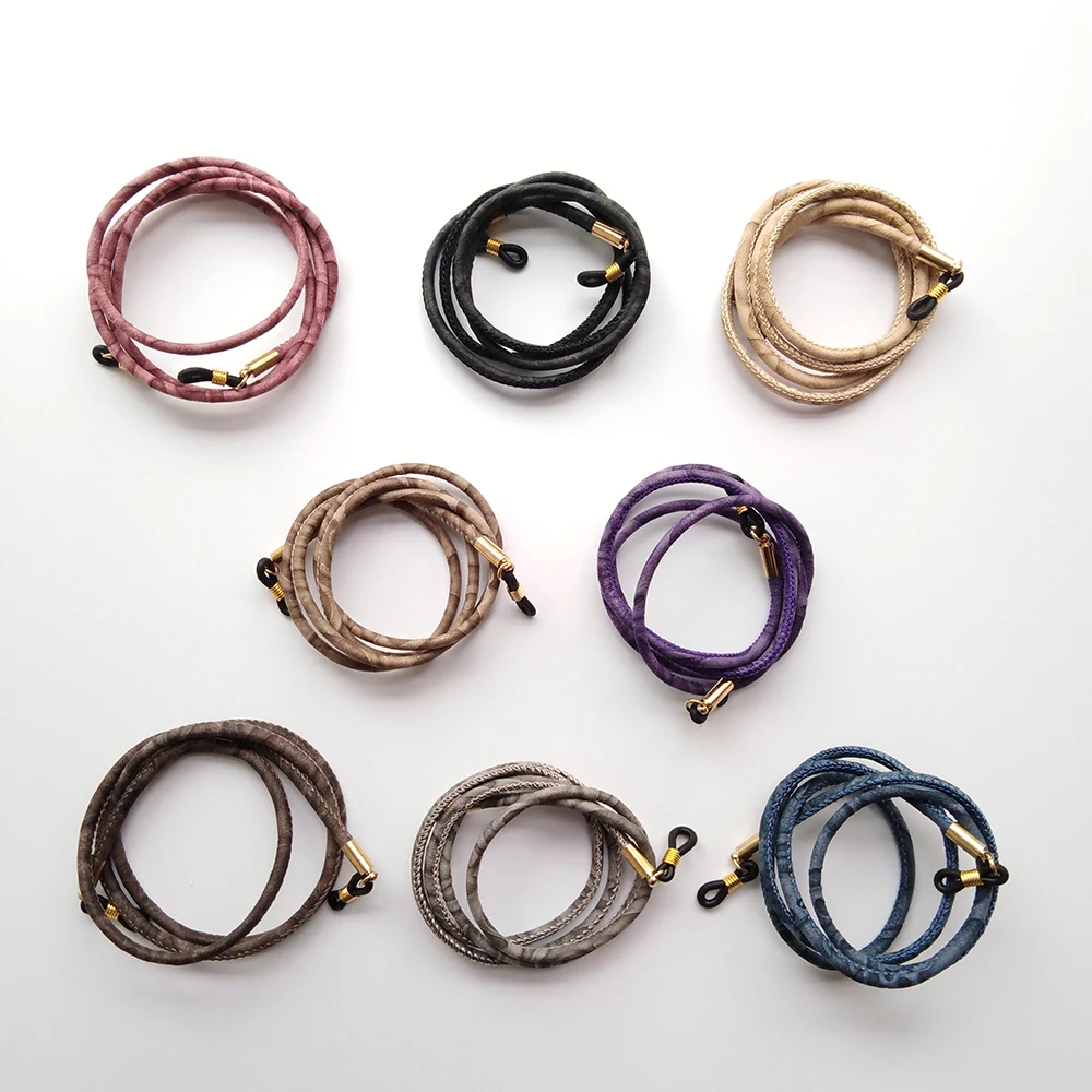 

eyewear round PU leather sewing cord lanyard string spectacle retainer snake chain