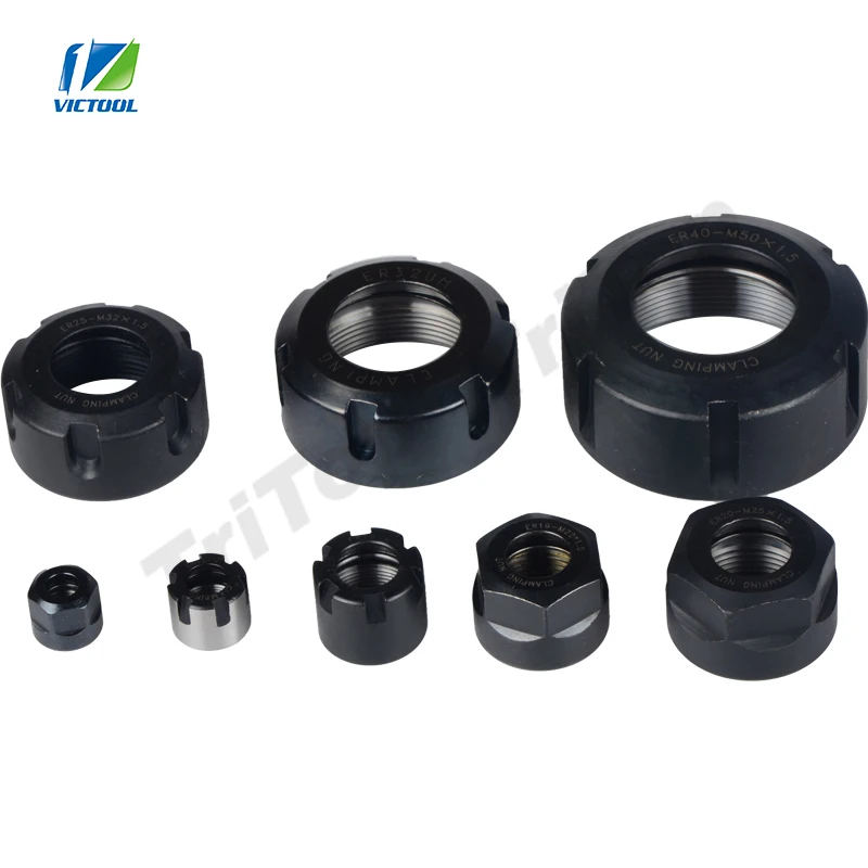 2pcs precision spring collet nut ER8 ER11 ER16 ER20 ER25 ER32 ER40 clamping tools for CNC milling engraving machine er11 nut