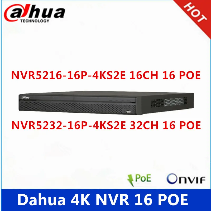 

Dahua 4K NVR NVR5216-16P-4KS2E 16CH with 16 poe & NVR5232-16p-4KS2E 32ch with 16 PoE ports 1-8 PoE Ports Support 800m ePoE & Eoc
