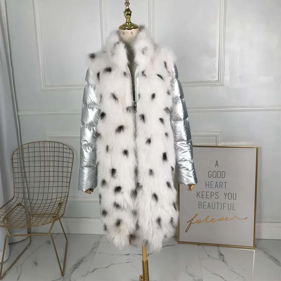 

new arrival FREE SHIPPING women winter real fox fur coat with down sleeves stand collar with zipper Down jacket with fur Thick