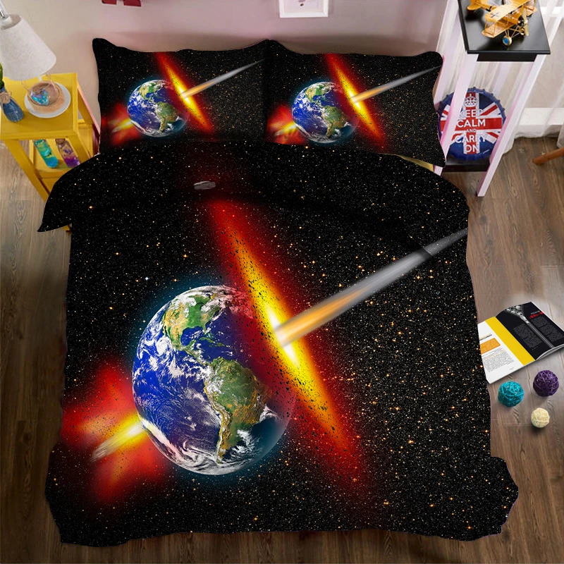 

Planet pattern two 3d effect photo bed linen can be customized photo pattern