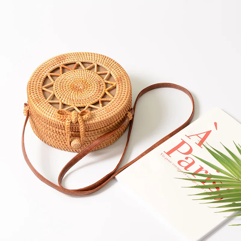 

Round Mulit Style Straw Bag Handbags Women Rattan Bag Handmade Woven Beach Circle Bohemia Handbag Summer