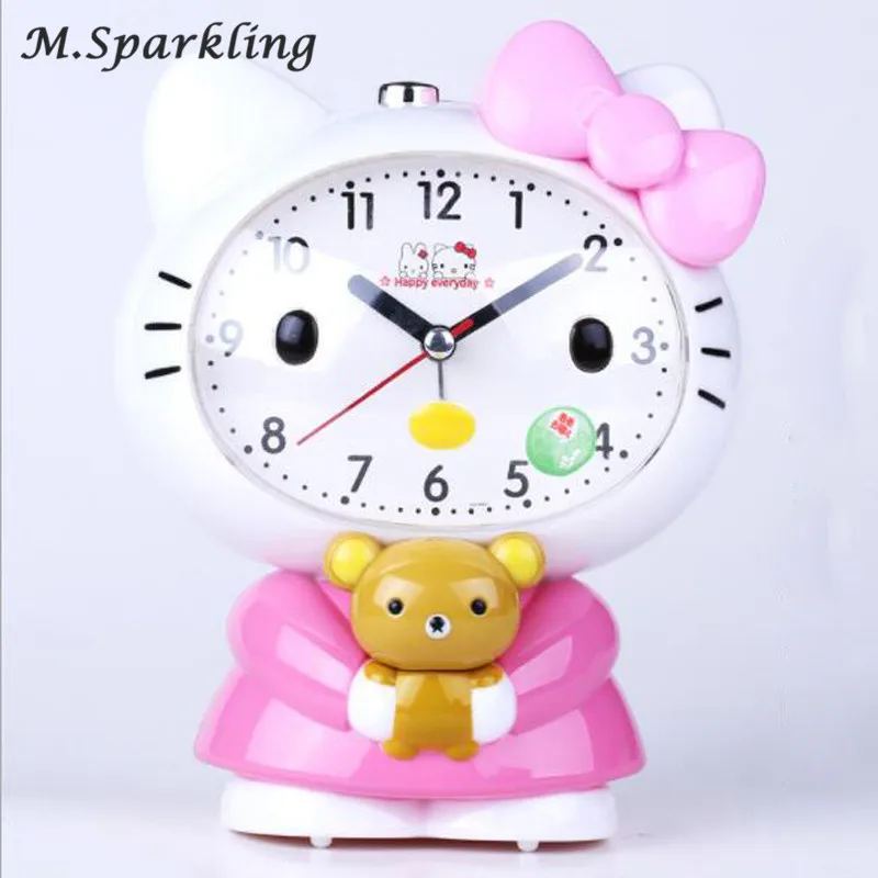 

M.Sparkling Night Light Go Mute To Get Up Electronic Watch Creative Kitten Cartoon Children's Bedside Alarm Clock