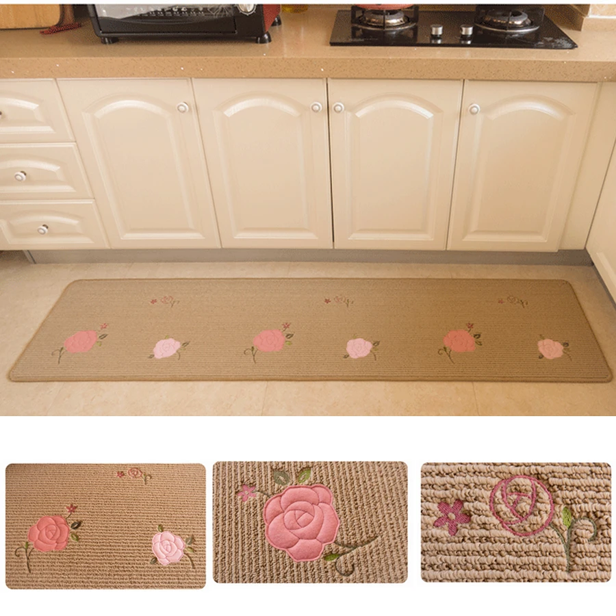 

Anti-Slip Linen Kitchen Mat Absorb Water Kitchen Carpet Welcome Home Doormat Cartoon Bath Mat Bedroom Floor Area Rugs