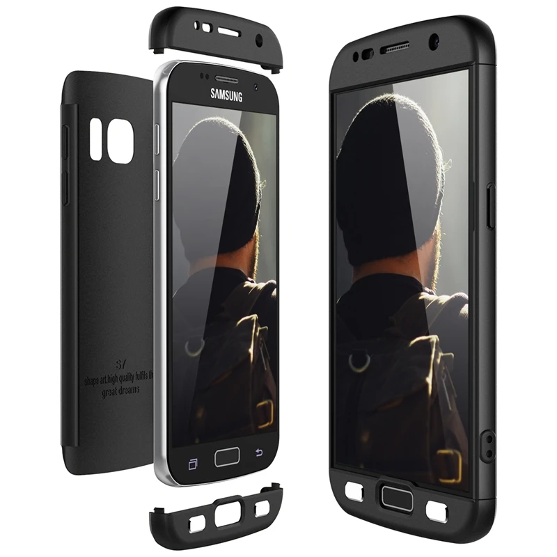 

GrandEver 360 full body protect Hard case for Samsung Galaxy S7 S7 edge case PC Ultra thin coque for samsung S7 Edge case hard
