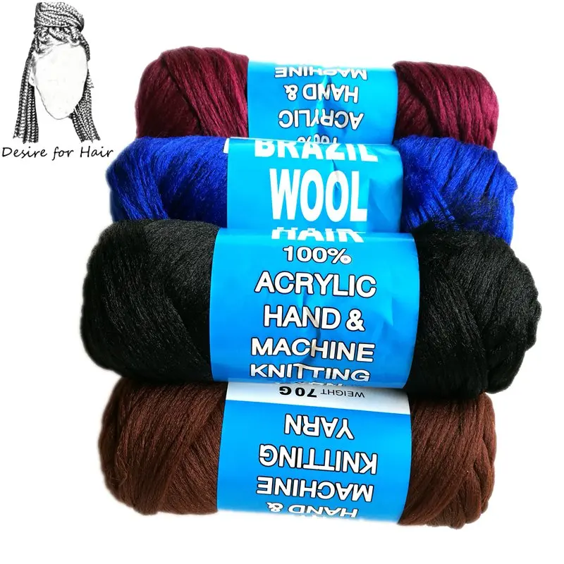 14bundles 70g per Bundle Brazilian Wool Hair Acrylic Yarn Low Temprature Flame Retardant Syntheti For African Hair Jumbo Braids