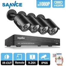 SANNCE 4CH HD 1080P CCTV System 1080P CCTV DVR 2.0MP 1080P AHD Security Cameras high resolution Outdoor Video Surveillance Kit