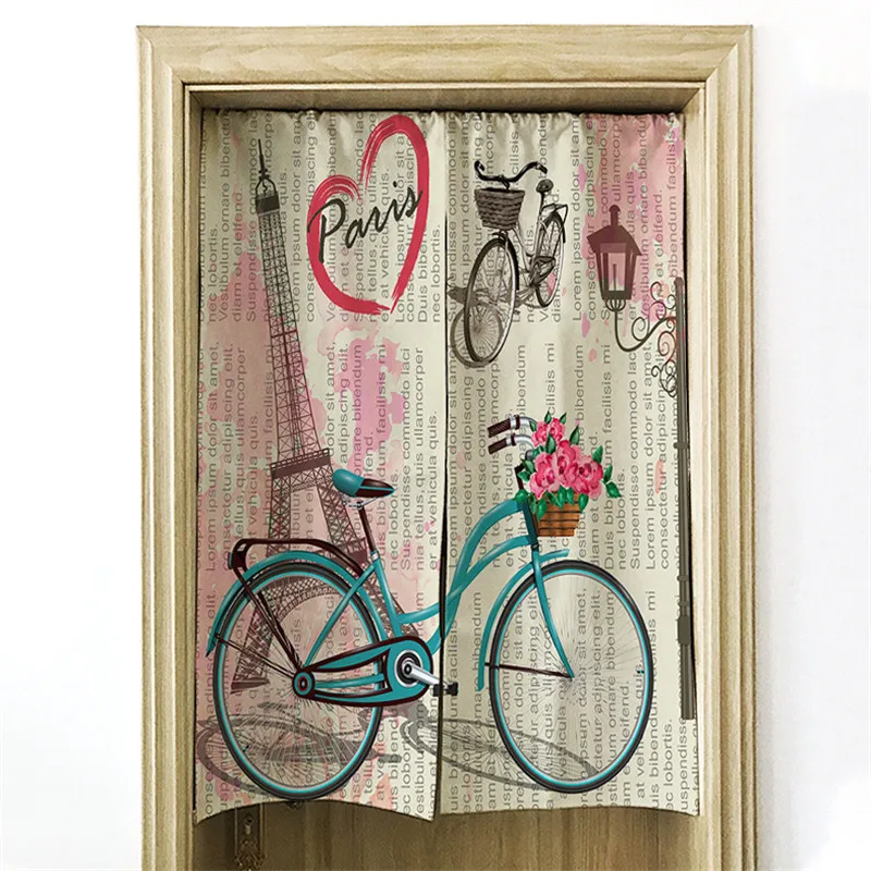 

Japan Style Curtain tower landscape pattern Kitchen Restaurant Decor Half-curtain Window Short Linen Door Curtains Cafe Series