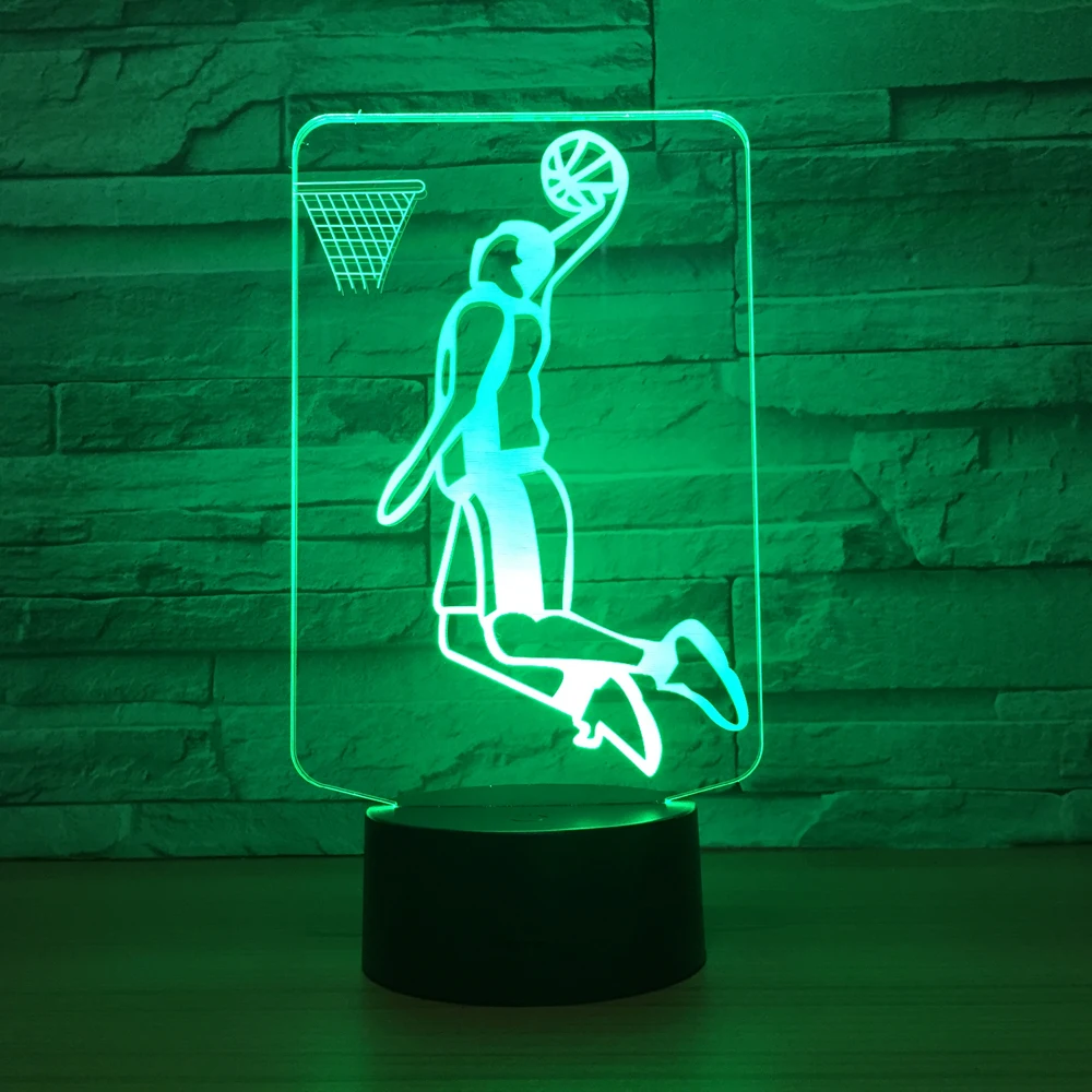 

2019 New Basketball Player Cool Slam Dunk Sport 3D LED Night Lamp Color Changed Desk Light Kid Boy Man Gift Home Decor