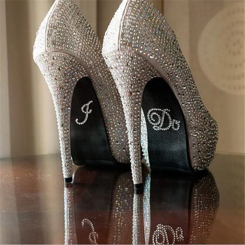 1 Set I Do Me Too Bridal Groom Shoe Sticker White Clear Rhinestone Wedding Decor