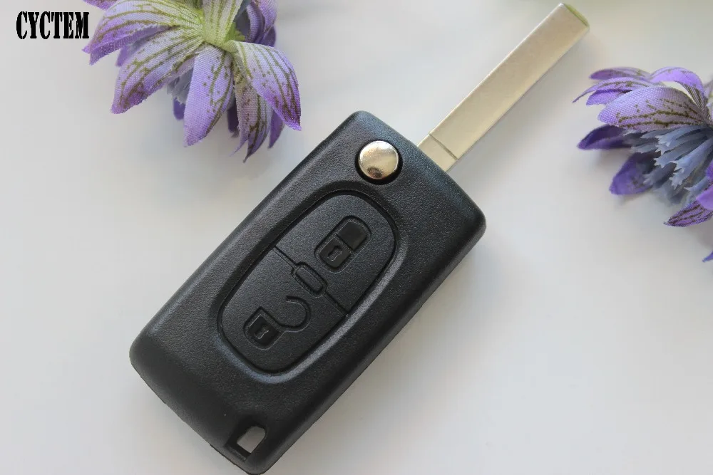 

CYCTEM 2 Buttons Car Key Case Remote Key Shell Fob Cover Casing Fit For Peugeot 307 407 Citroen C2 C3 C4 VA2 Blade CE0536