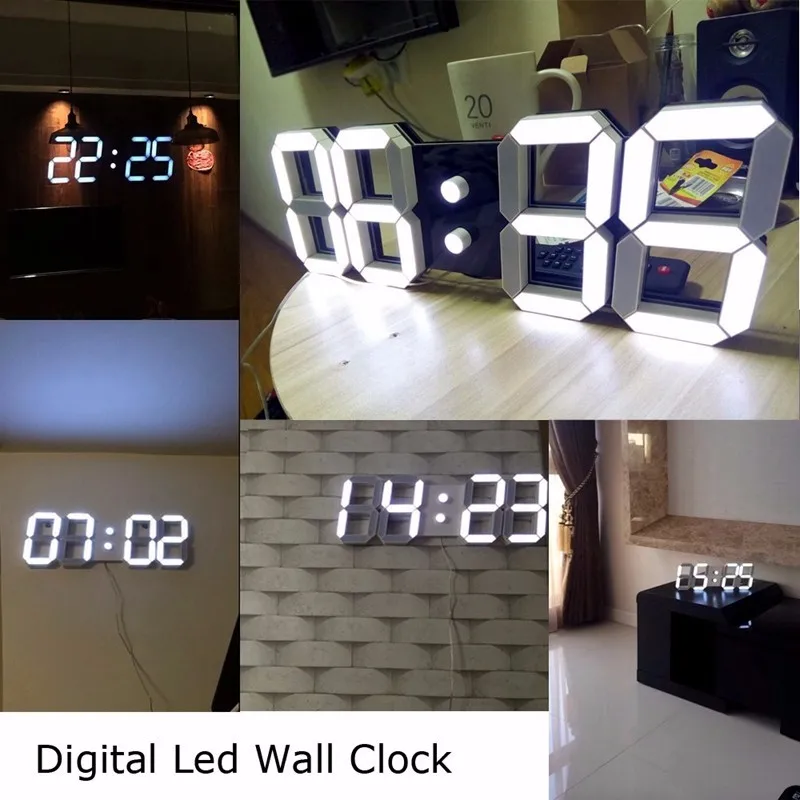 Promotion! Large Led Wall Clock Home Design Show Time Temperature On The Wall In The Living Room Digital Clock for Home Decor (17)