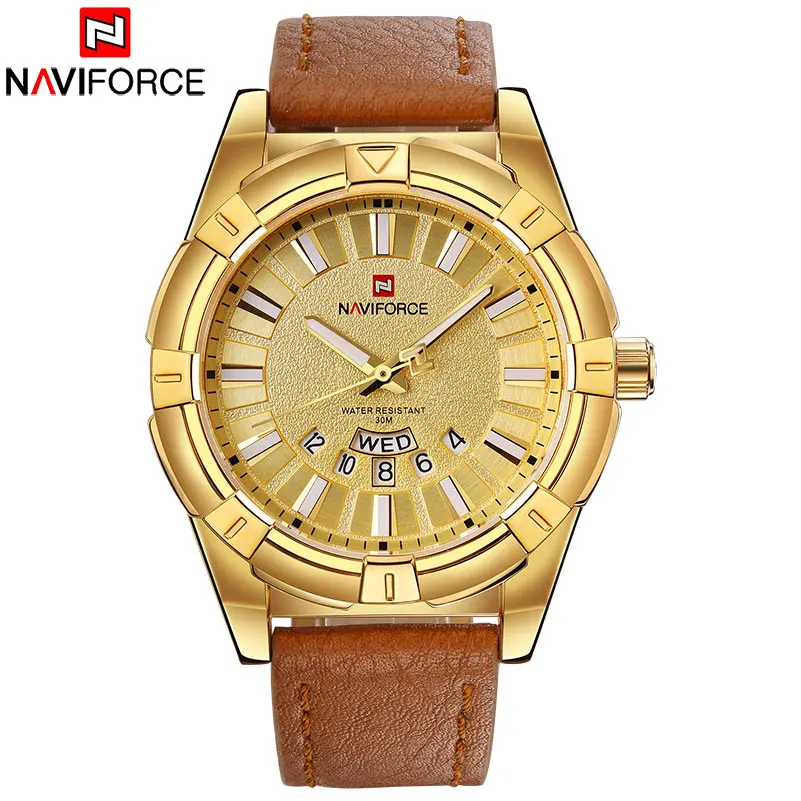 

2018 New NAVIFORCE Brand Men Quartz Watches Leatehr Waterproof Analog Watches Mens Date Casual Clock Rome Time Relogio Masculino