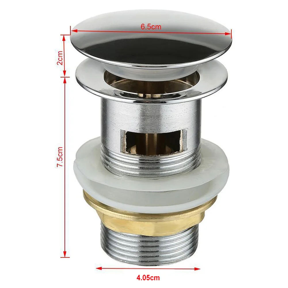 

40.5*75mm Modern Click Clack Basin Waste Sink Tap Drain Bath Overflow Hole Push Button Push Button Pop Up Plug Slotted NEW