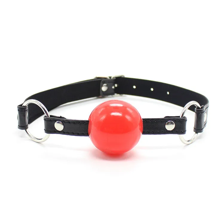 Red Silicone Ball Mouth Gag Pu Leather Belt Oral Fixation Mouth Stuffed
