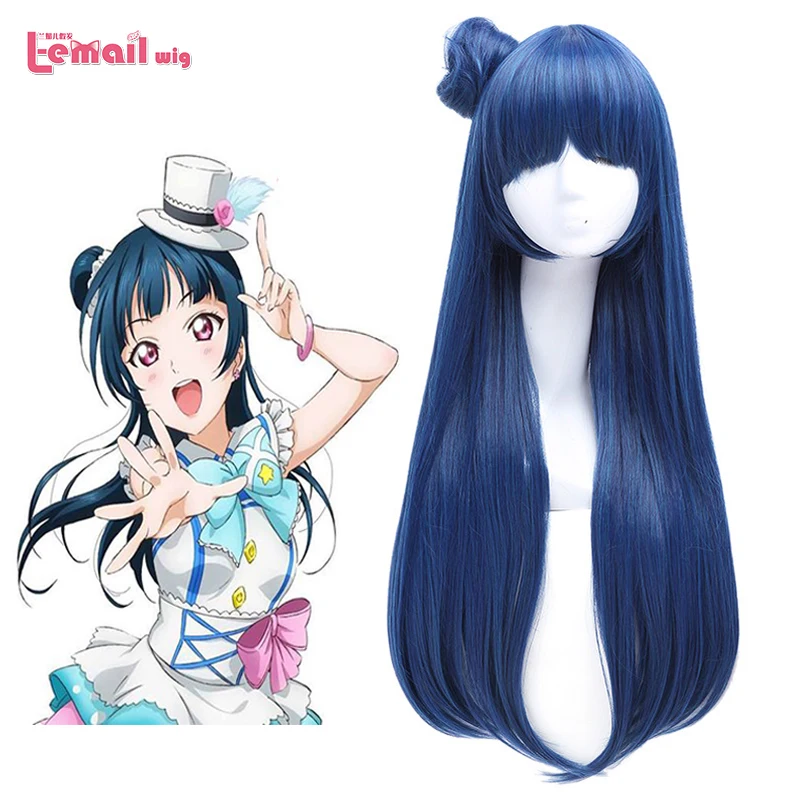 

L-email LoveLive Sunshine Tsushima Yoshiko Cosplay Wigs Sweet Gril Long Blue Hair Wig