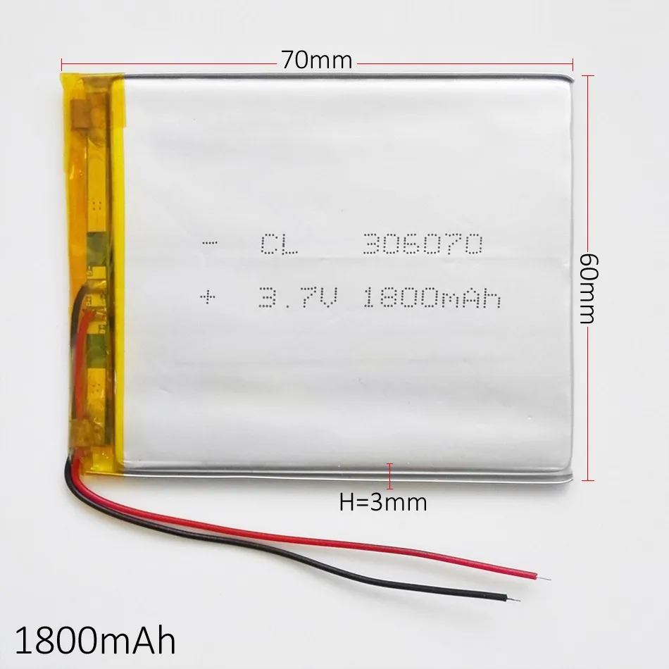 10 шт. 7 В 1800 мАч 306070 литий-полимерный Li-Po Перезаряжаемые DIY Батарея для Pad GPS Оборудование для PSP Vedio игры электронная книга Планшеты PC Запасные