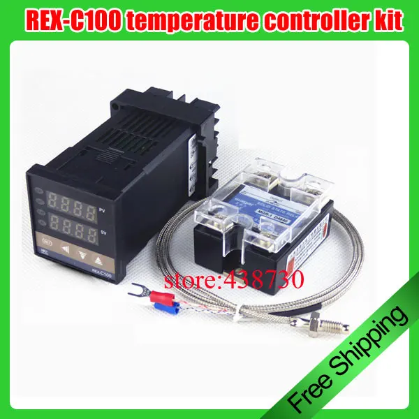 1set REX-C100 temperature controller / digital intelligent thermostat kir solid state relay + thermocouple +thermostat | Обустройство