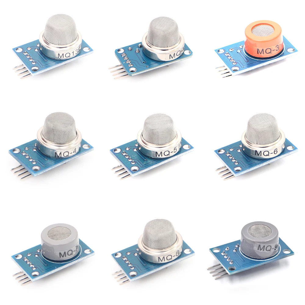 9PCS//1Lot Gas Detection Sensor Module MQ-2 MQ-3 MQ-4 MQ-5 MQ-6 MQ-7 MQ-8 MQ-9 MQ-135 Sensor Module Gas Sensor Starter Kit