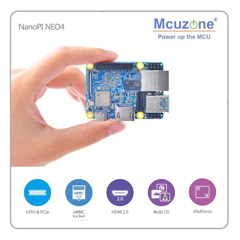 FriendlyELEC NanoPi NEO4 1 ГБ DDR3 с двумя камерами, процессор Rockchip RK3399 Встроенный Wi-Fi/BTmodule/портативный принтер печатает QR Ubuntu(убунту-операционная система для рабочего стола/CORE/Lubuntu 4,9