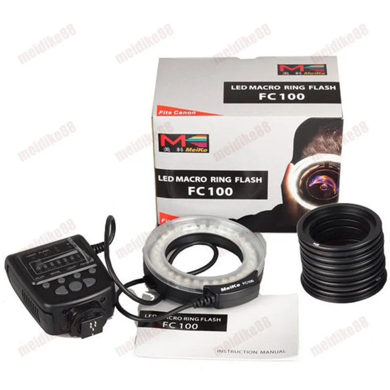 Meike FC100 светодиодный Кольцевая вспышка для Canon 450D 500D 550D 600D 650D 700D 1100D 6D 7D 5D Mark II и цифровых зеркальных фотокамер Nikon Камера