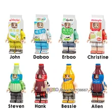 50 шт./партия строительные блоки Джон дабао эрбао Кристин Стивен Хэнк Бесси Аллен детские игрушки Кирпичи подарки игрушки PG8134