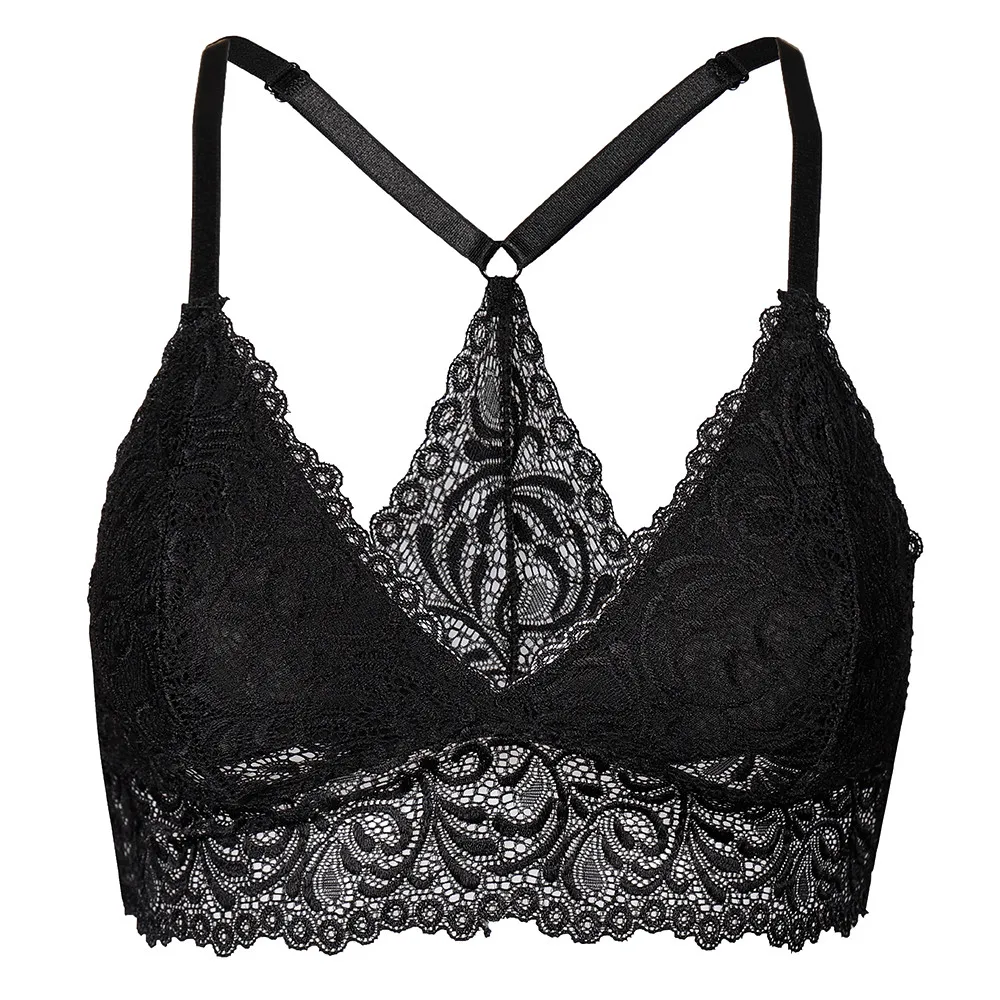 

Black Wireless Bralette Female Unlined Underwear Sexy Bra Top Solid Vest Lace Seamless Breathable Push Up Top Underwear #0.7