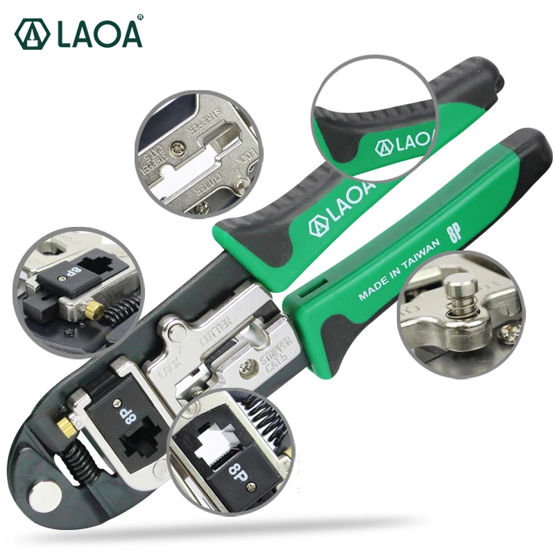 

LAOA Network pliers Replaceable 8P Cable Crimper Crimping tools Electrical Wire Cutter Stripping tool Auto-lock