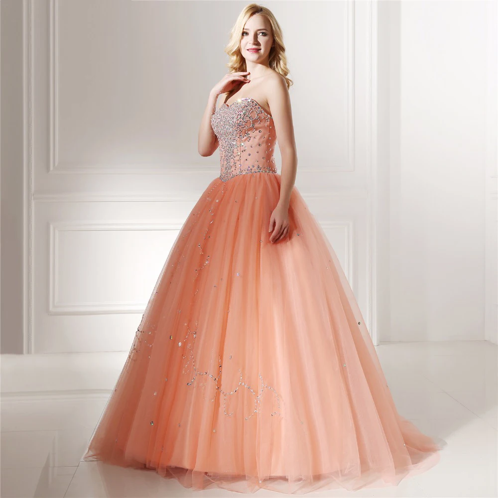 peach color ball gown
