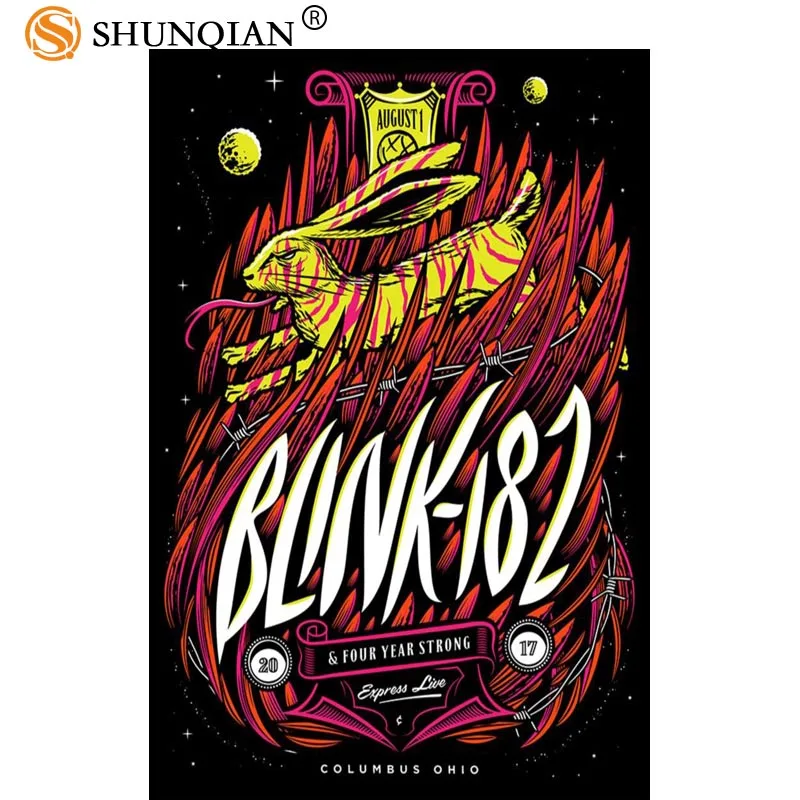 Новое поступление плакат blink 182 мультяшный Шелковый постеры на заказ для детей