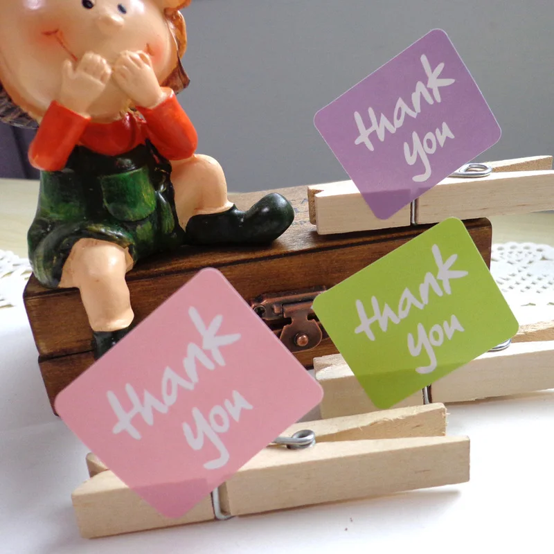 

102pcs Pink Green Purple Thank You Design Kraft Paper Sticker Scrapbooking Labels, DIY Self-Adhesive Gift Stickers 3.8x3.2cm