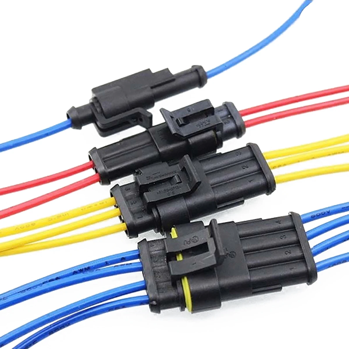 15 Sets IP68 Waterproof Connector 2/3/4 Pins Way Sealed Electrical Wire Plug Set For Auto Car Motorbikes Accessories