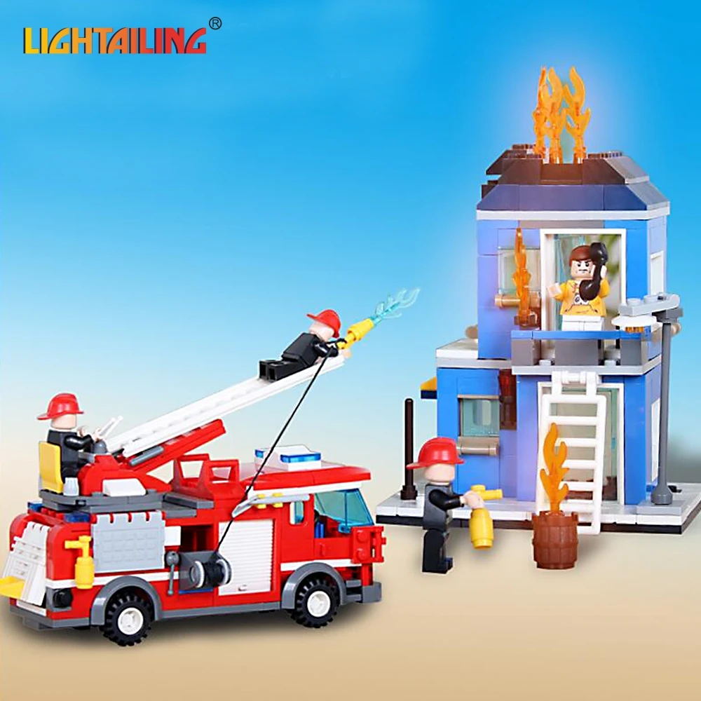 

LIGHTAILING Brand 431 pcs City Off Road Fire Rescue Blocks Bricks Building Blocks Sets Toys For Children Compatible with lego