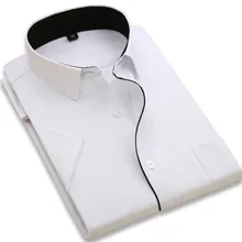 Мужская Свадебная рубашка с коротким рукавом, деловая однотонная Повседневная рубашка, рабочая Деловая одежда, тонкая саржевая рубашка из ткани