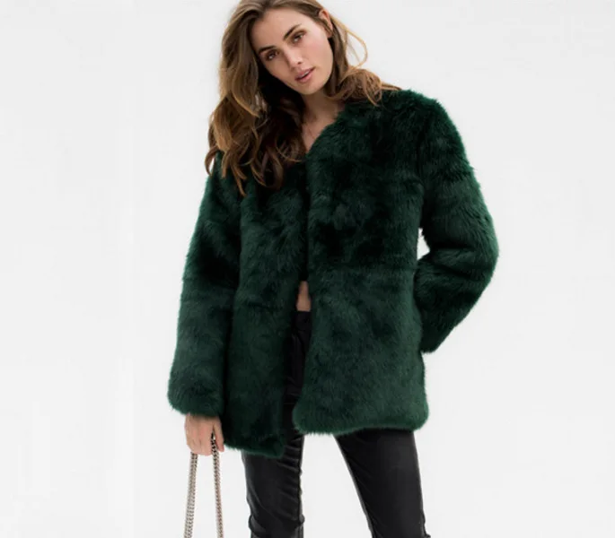 

2017 Winter warmed faxu fur coat Fashion slim fur overcoat S-3XL plus size women overcoat