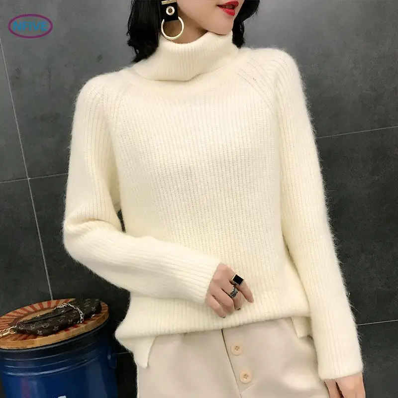 NFIVE Brand 2018 Woman Thick Woolen Sweateres New Fashion Korean Winter Loose Turtleneck Sweater Quality Solid Casual Pullover | Женская