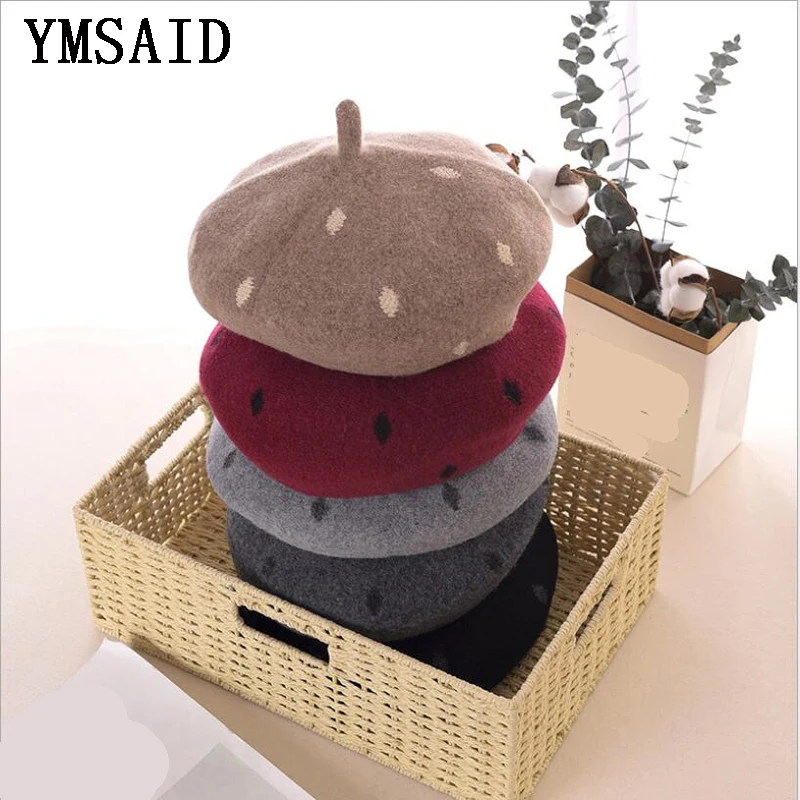 Корейский модный женский берет Ymsaid из 100% шерсти зимний теплый женские