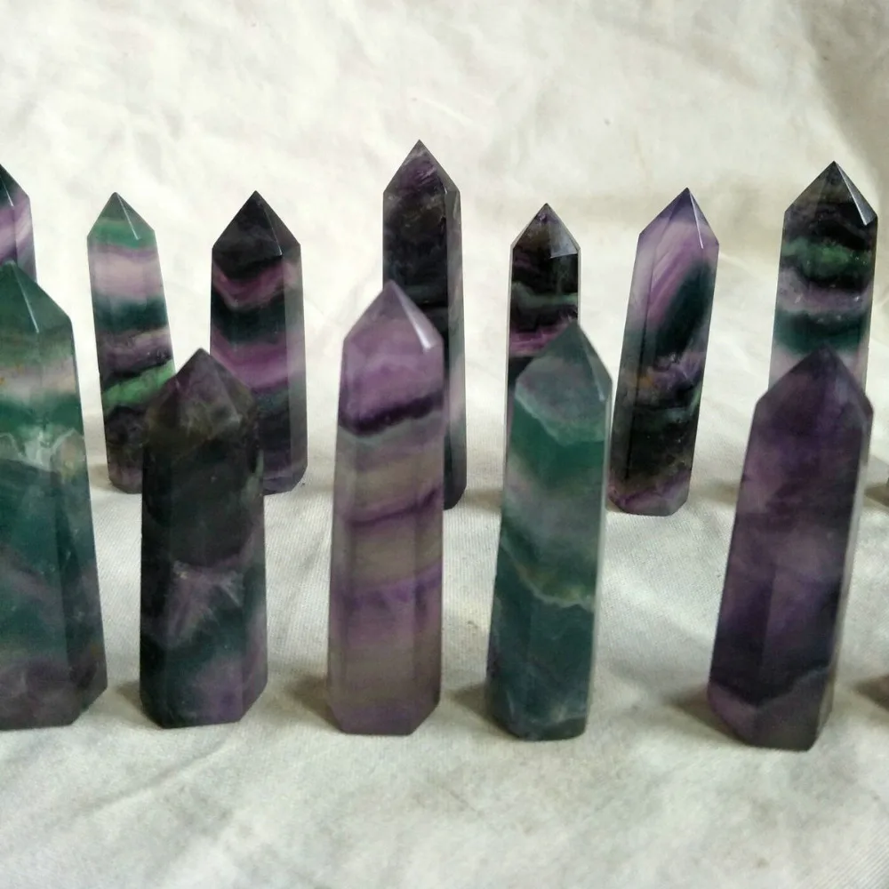 

1kg (2.2LB/15 pieces) Nice Natural Rainbow fluorite points Tower Obelisk Polished healing from China Wholesales Free Shipping