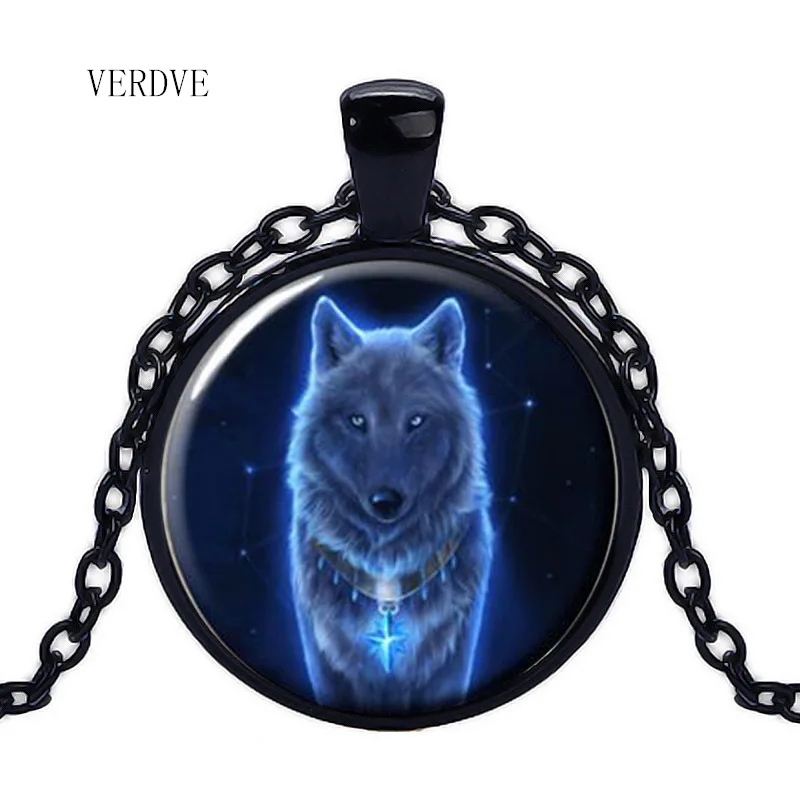 Free Shipping Wholesale New Nymph Wolf Necklace Glass Pendant Glass Jewelry Photo Round necklace