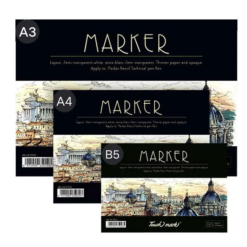 Günstige TOUCHMARK A3 A4 Marker Pad 30 Blätter Professionelle Keine Eindringen Papier Zeichnung Album Sketch Für Student Künstler Kunst Liefert