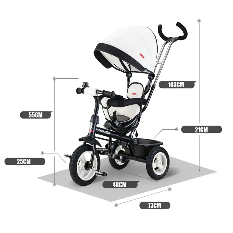 BOSO baby bicycle rubber wheel air inflatable wheel steel frame light children tricycle with rotation seat BOSO baby bicycle rubber wheel air inflatable wheel steel frame light children tricycle with rotation seat