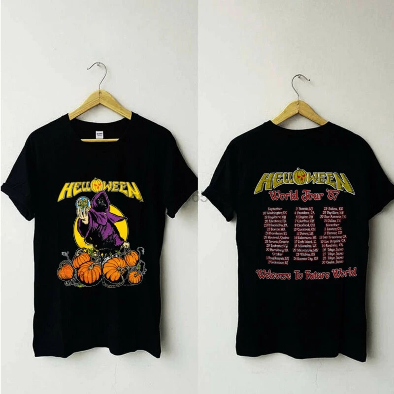 

Vintage Helloween 1988 Pumpkins Fly Free Tour Concert Rock Band Tshirt reprint