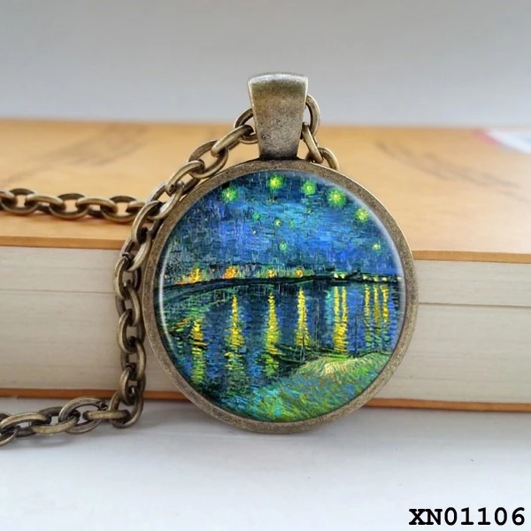 Van Gogh Starry Night Over Rhone necklace  art ima...