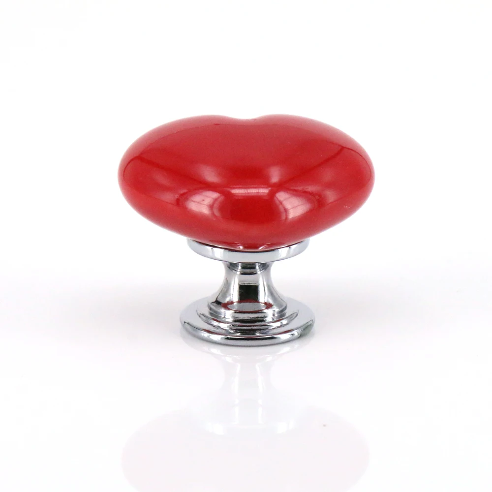 

Silver Base Yellow Red White Ceramic Loving Hearts Cabinet Wardrobe Cupboard Knob Drawer Pulls Handles 10PCS/lot