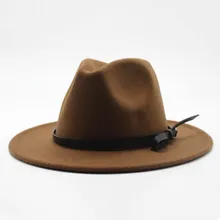 Шерстяной джазовый головной убор с большими полями, пляжная шляпа, Панама, фетровая шляпа для женщин, зимняя черная, Трилби Дерби, бордовая, красная фетровая шляпа с поясом